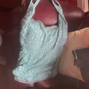 Oh Polly Light Blue Backless Dress